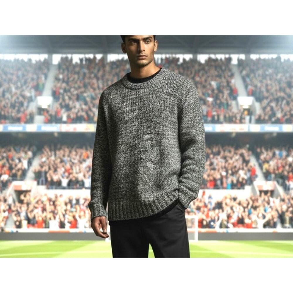 Tommy Bahama Men Size LG Cool Gray Wool Blend Crew Neck Sweater Outdoors Office